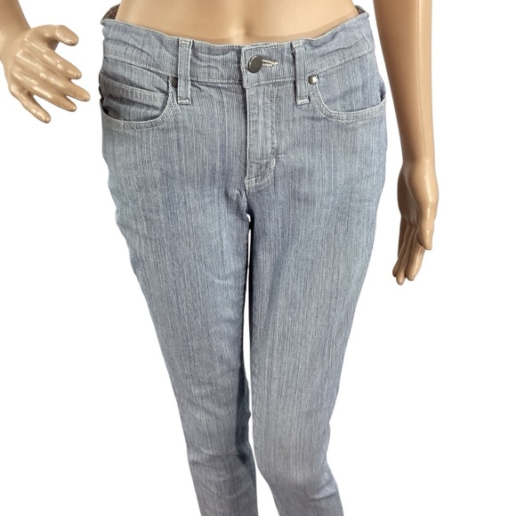 Eileen Fisher Skinny Jeans Blue White Railroad Stripe Size 6 - Picture 2 of 7